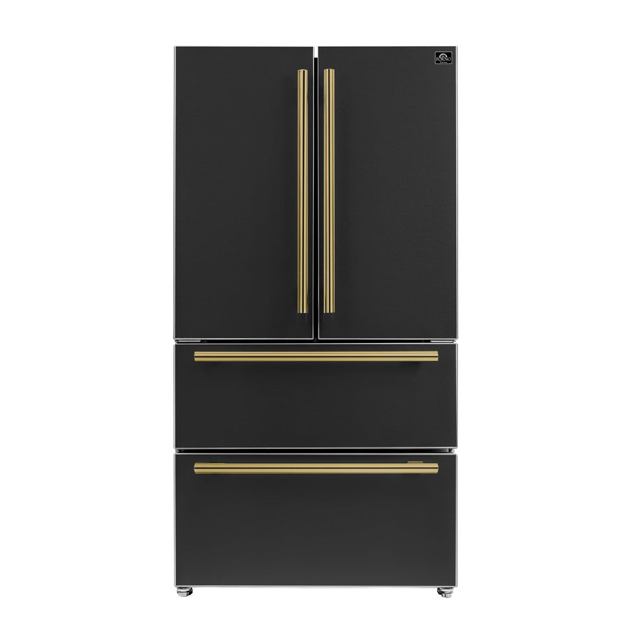 FORNO Moena French Door Refrigerator 91.4cm 543.7L Black FFRBI1820-36BLK