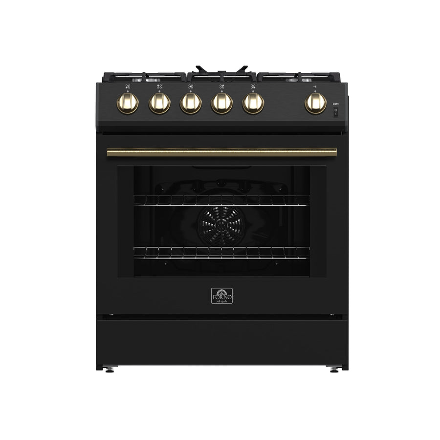 FORNO Espresso Leonardo Gas Range 76.2cm 141.6L Black FFSGS1116-30BLK