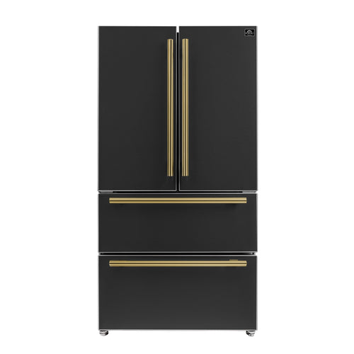 FORNO Moena French Door Refrigerator 91.4cm 543.7L Black FFRBI1820-36BLK