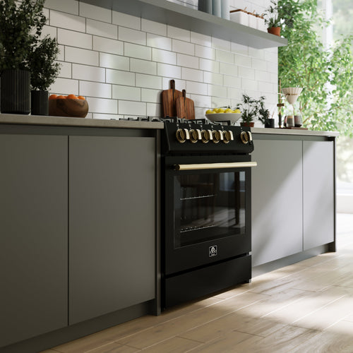 FORNO Espresso Leonardo Gas Range 76.2cm 141.6L Black FFSGS1116-30BLK